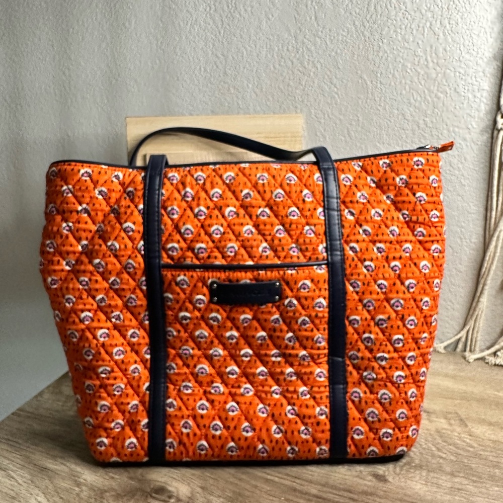 Vera Bradley Trimmed Rio Rosie Orange Tote Bag